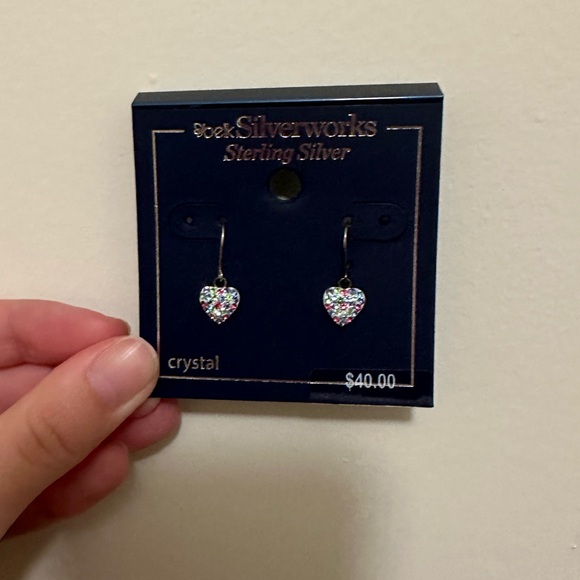 Sterling Silver Heart Dangling Earrings - Picture 3 of 3